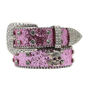 T.S.L. Skull Themed Wide Rhinestone Belt
