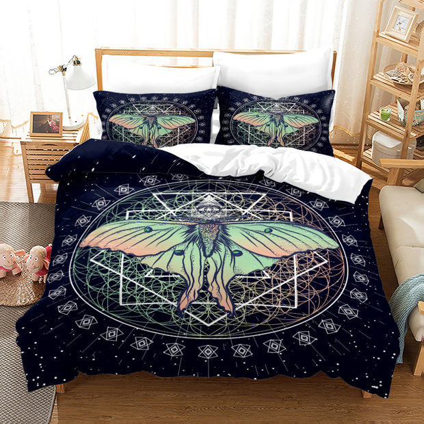 Household Acherontia Lachesis Printed Bed Sheet Bedding Set *9 styles