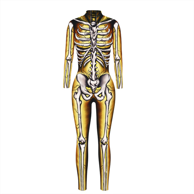 Skeleton 3D Digital Printing Women's Halloween Jumpsuit