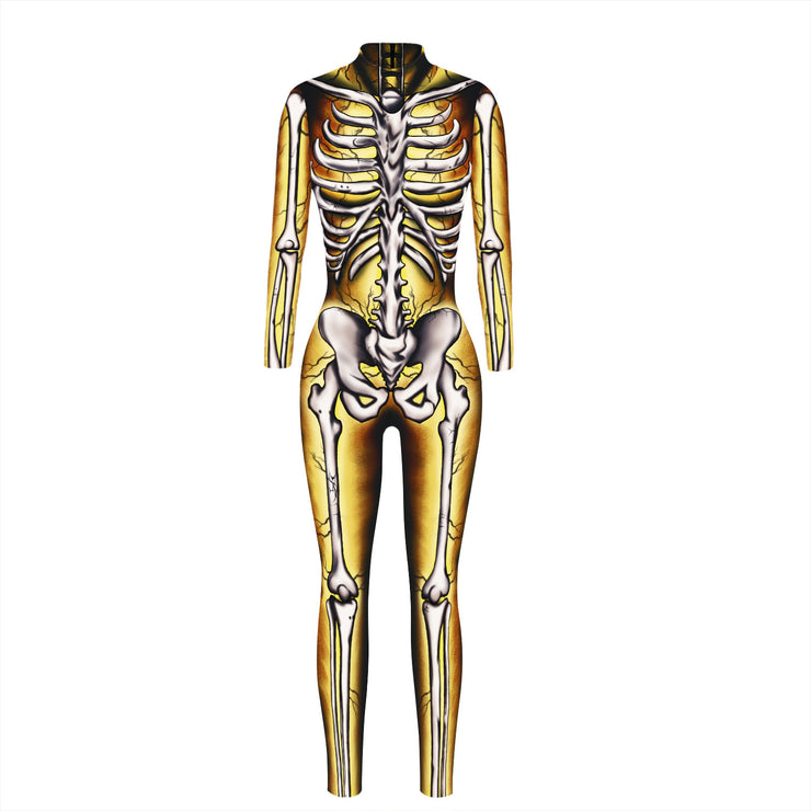Skeleton 3D Digital Printing Women's Halloween Jumpsuit