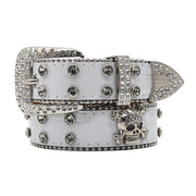 T.S.L. Skull Themed Wide Rhinestone Belt