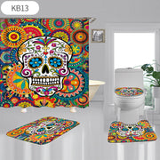 Skulls Digitally Printed Shower Curtain, Commode seat Cover & Non-slip Mat * 19 Styles
