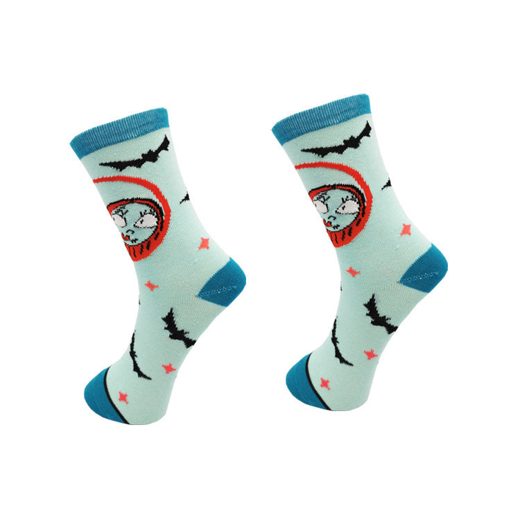 Women'S Cotton Cartoon Jack Print Tube Socks