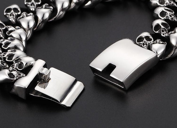 Titanium Punk Rock Men's Skull Bracelet