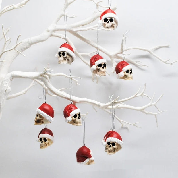 A Christmas Hat Skull Ornament