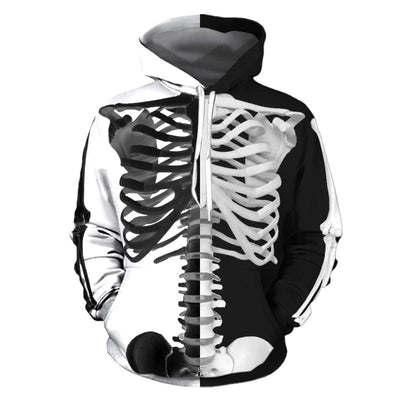 "Skull Hoodie" in Blk & Wht