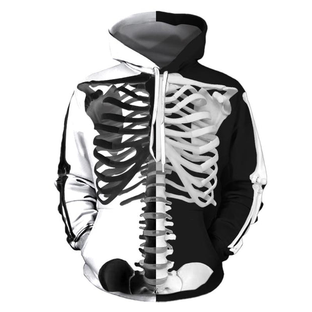 "Skull Hoodie" in Blk & Wht