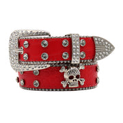 T.S.L. Skull Themed Wide Rhinestone Belt