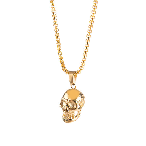 Men's stainless steel skull necklace