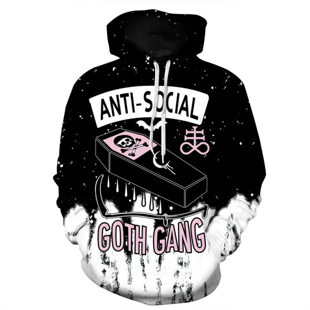 Loose Anti-Social "Goth Gang", Ladies Skull Hoodie