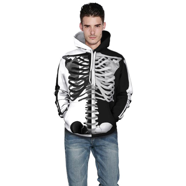 "Skull Hoodie" in Blk & Wht