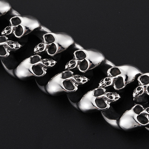 Titanium Punk Rock Men's Skull Bracelet