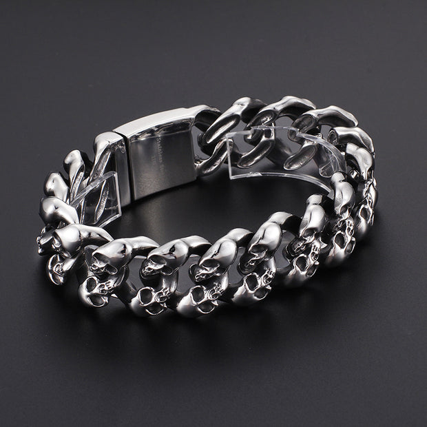 Titanium Punk Rock Men's Skull Bracelet