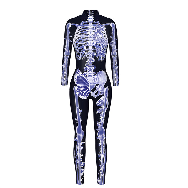 Skeleton 3D Digital Printing Women's Halloween Jumpsuit