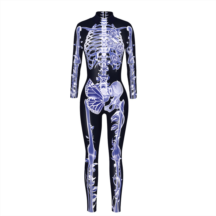 Skeleton 3D Digital Printing Women's Halloween Jumpsuit