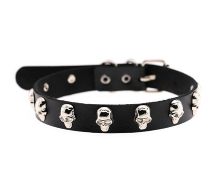 Skull Riveted Leather Choker *16 colors