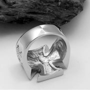 Stainless steel skull ring greased