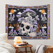 Purple Skull Mushroom Tapestry Bohemian Hippie Style