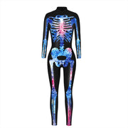 Skeleton 3D Digital Printing Women's Halloween Jumpsuit