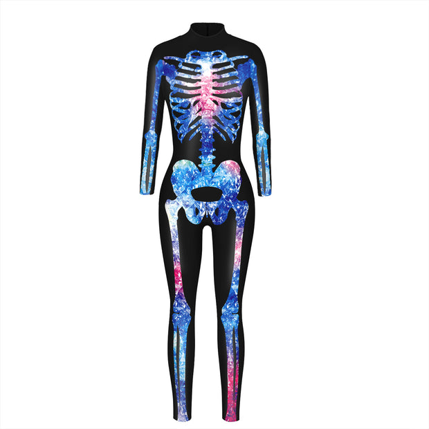 Skeleton 3D Digital Printing Women's Halloween Jumpsuit