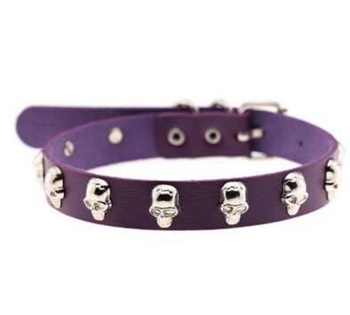 Skull Riveted Leather Choker *16 colors