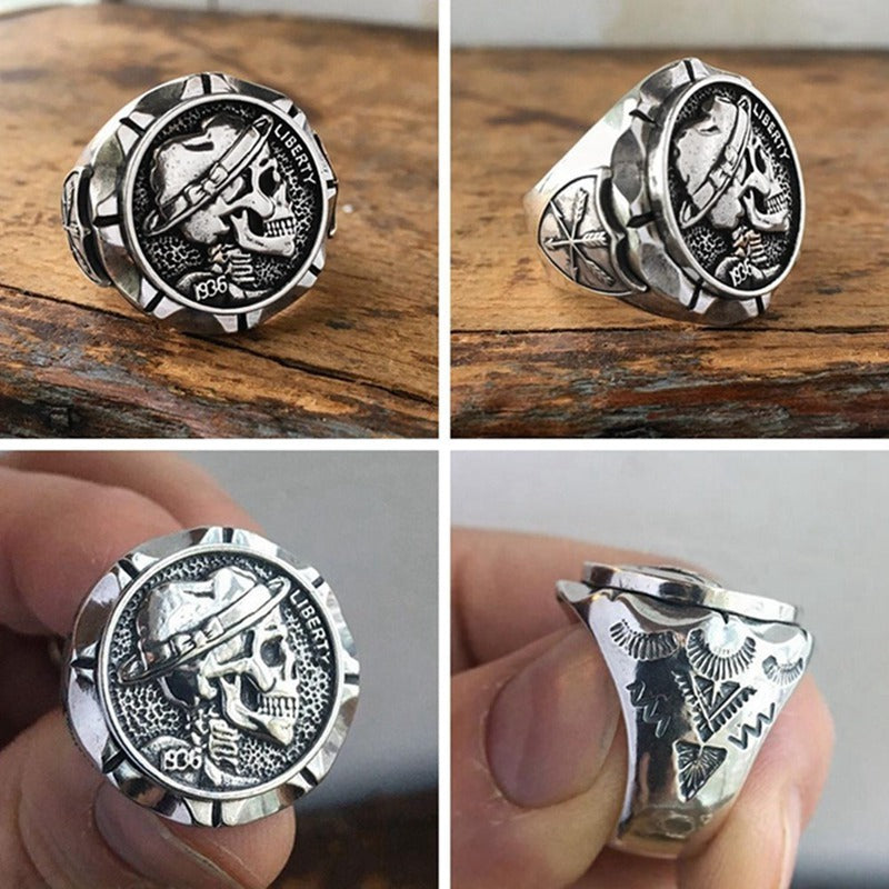 Indian style men's alloy skull ring