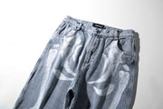 Skull graffiti print jeans