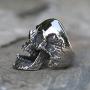Skull Ring Boiled Black Polished Titanium Men