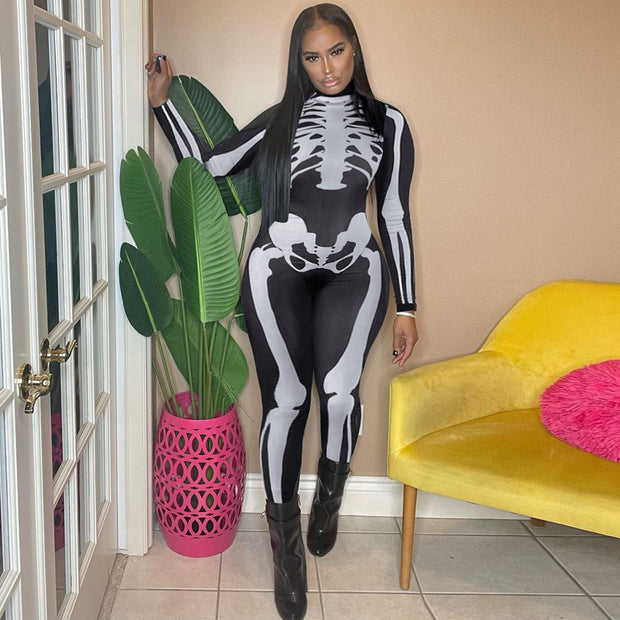 Women's Fashion Skull Skeleton Jumpsuit