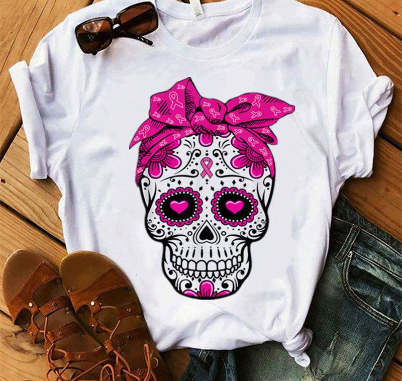 Ladies Fashion Skull Top T-shirt Hip Hop Retro Clothing Print Funny