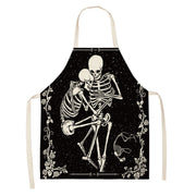 Halloween Skull Printed Cotton And Linen Apron *4 Styles