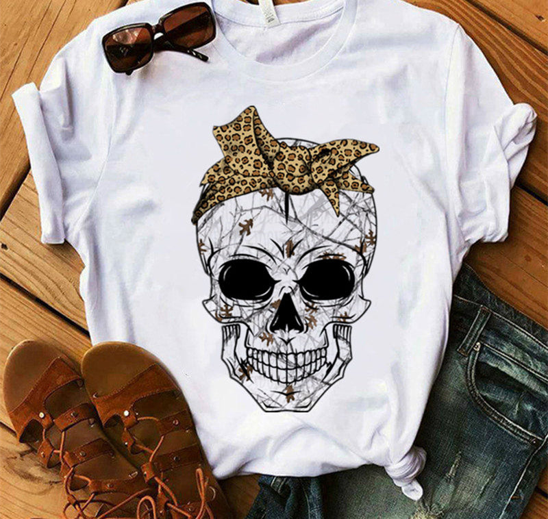 Ladies Fashion Skull Top T-shirt Hip Hop Retro Clothing Print Funny