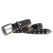 T.S.L. Skull Themed Wide Rhinestone Belt