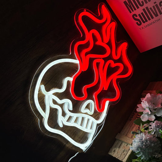 *2 Skull Styles, an LED Neon Red Flaming Eyes & a Creative White Light Molded Atmosphere Decoration