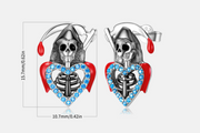 S925 Sterling Silver Skull Grim Reaper Stud Earring Set With Zirconium Epoxy Dark Punk settings