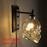 Retro Industrial Style Skull Wine Bottle Wall Lamp