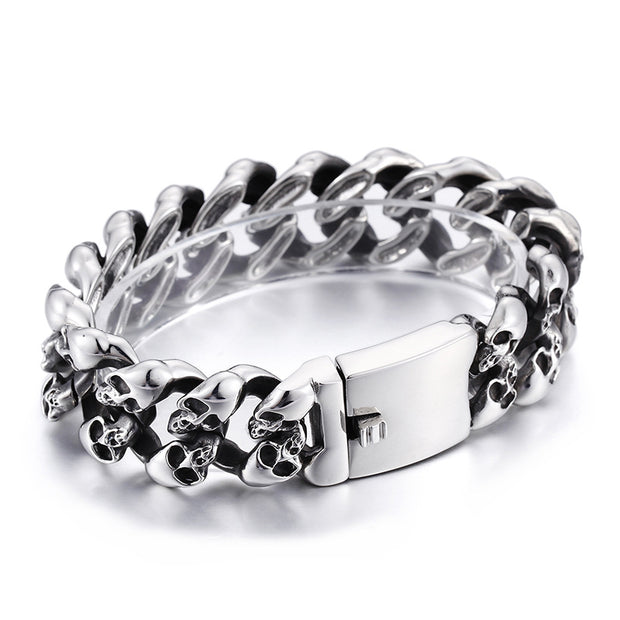 Titanium Punk Rock Men's Skull Bracelet