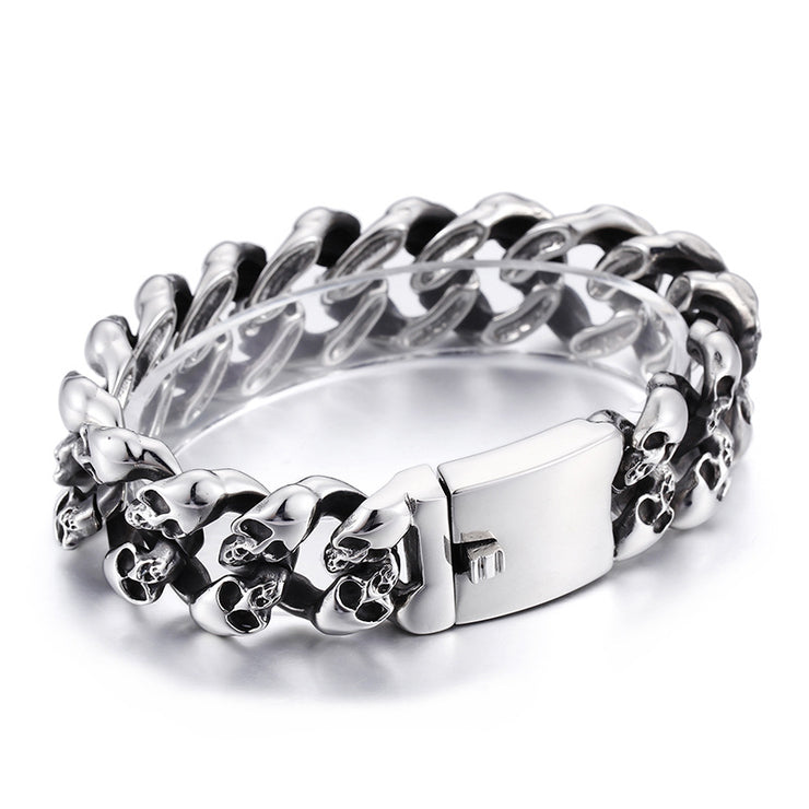 Titanium Punk Rock Men's Skull Bracelet
