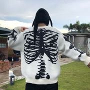 Round Neck Long Sleeve Men's Skull Sweater
