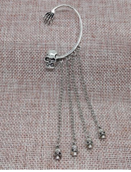 Punk Rock Ghost Hand & Skull Head Hanging Earring