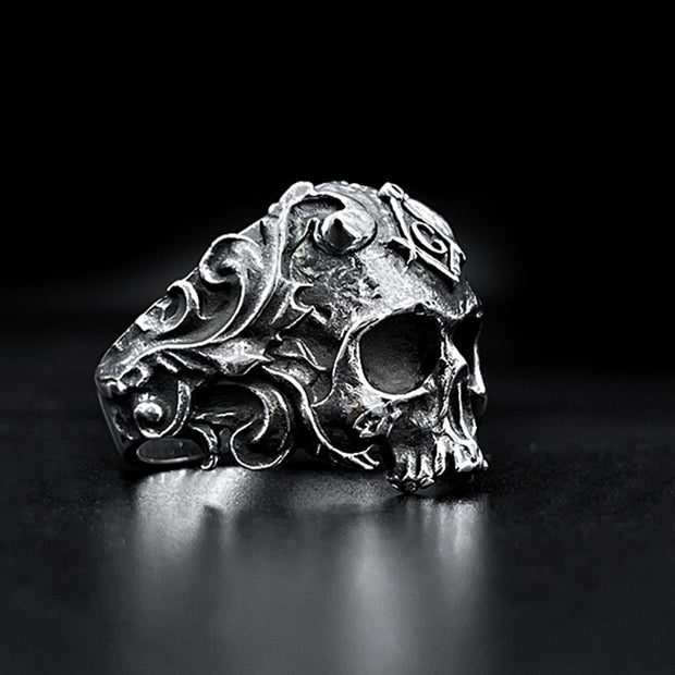 T.S.L. Vintage Sterling Silver Skull Ring