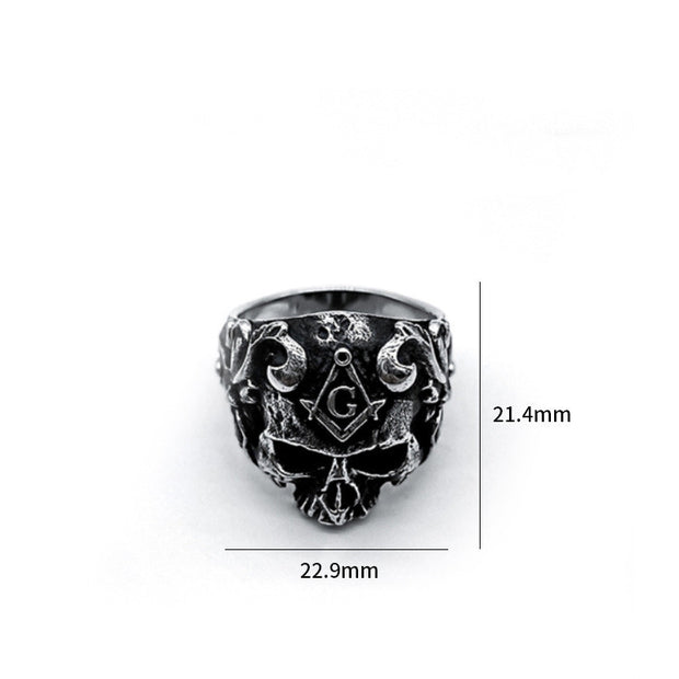 T.S.L. Vintage Sterling Silver Skull Ring
