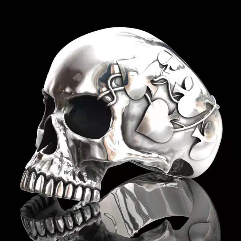 Men's Antique Silver Skull Shape Ring