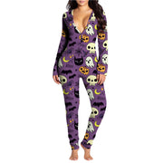 Amazing Autumn And Winter Halloween Inspired Skull Printed Sexy Onesie PJ's