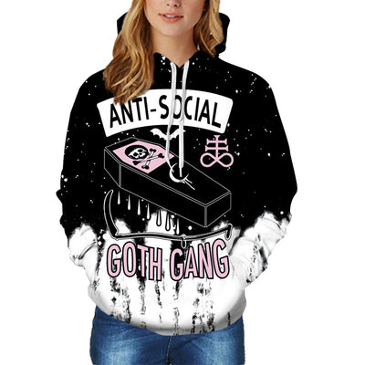 Loose Anti-Social "Goth Gang", Ladies Skull Hoodie