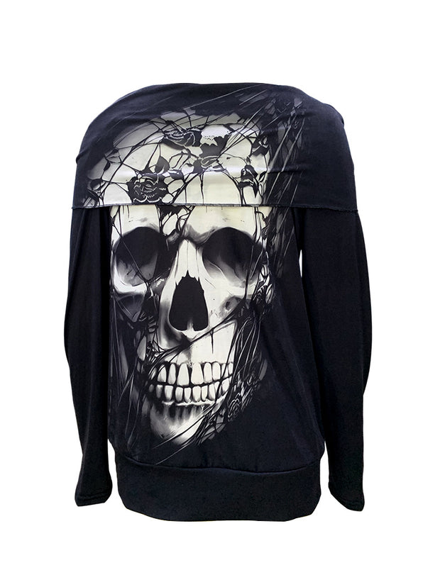 Women's Halloween Inspired Fashion Skull printed Loose Top