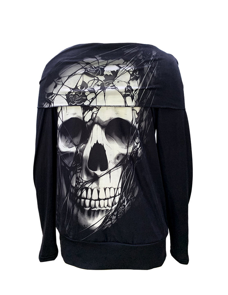 Women's Halloween Inspired Fashion Skull printed Loose Top