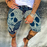 Digitally Printed Men's Casual Quick-drying Beach Skull Trunks