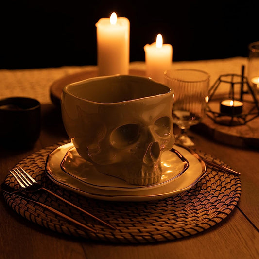 Skull Italian Noodle Bowl Halloween Tableware Table Decoration