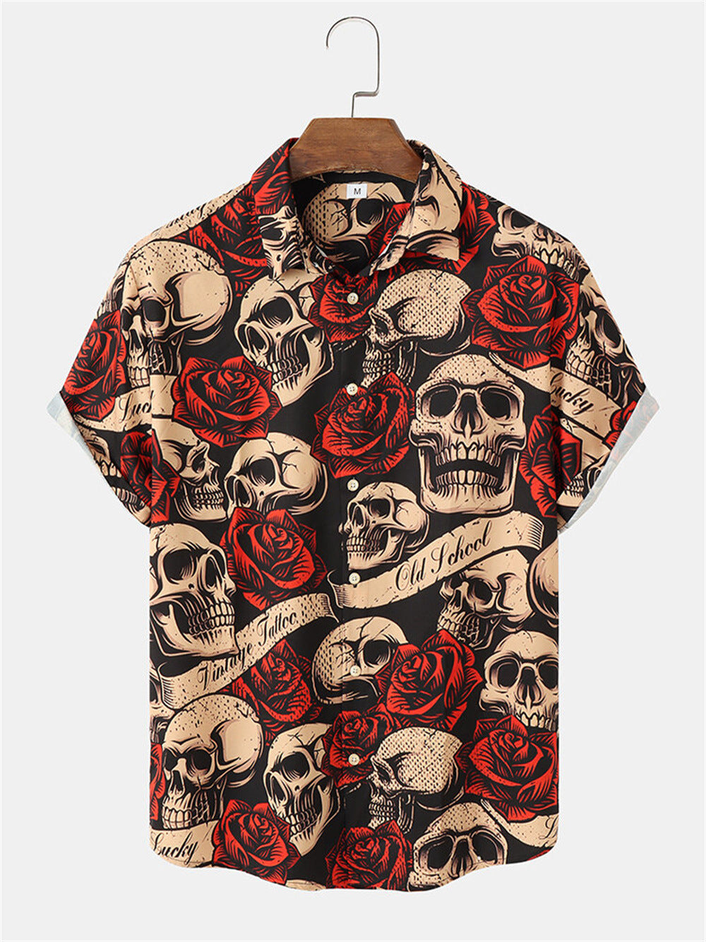Casual 3D Skull Men's Old-school Hawaiian Dress Shirt *3 Styles